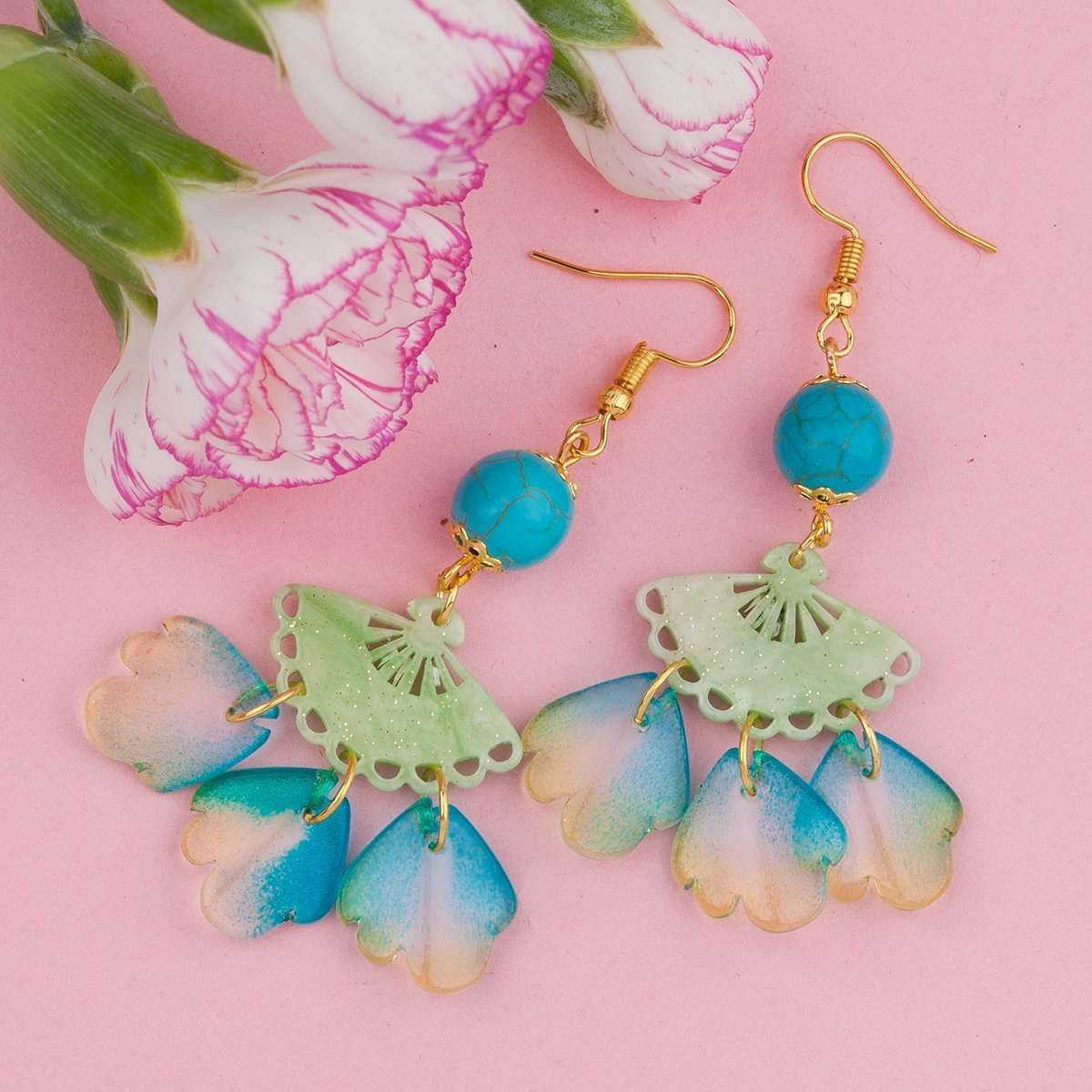 Fan-Shaped Flower Earrings - My Custom Tee Party