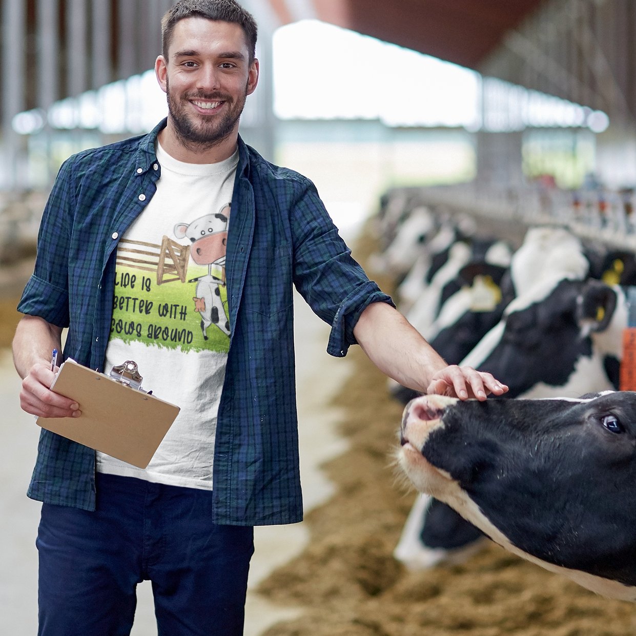 Bovine Bliss: 'Life is Better with Cows' T-shirt – Where Moo-dern Living Meets Stylish Serenity!