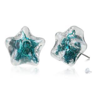 Glass Blue Flower Star Earring - My Custom Tee Party