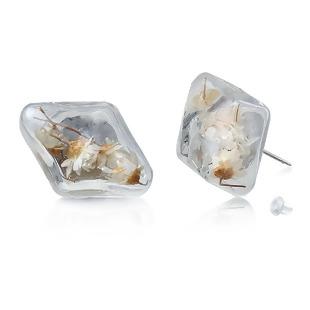 Glass Flower Filled Diamond Shaped Earring - My Custom Tee Party