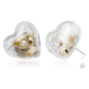 Glass Flower Filled Heart Earring - My Custom Tee Party