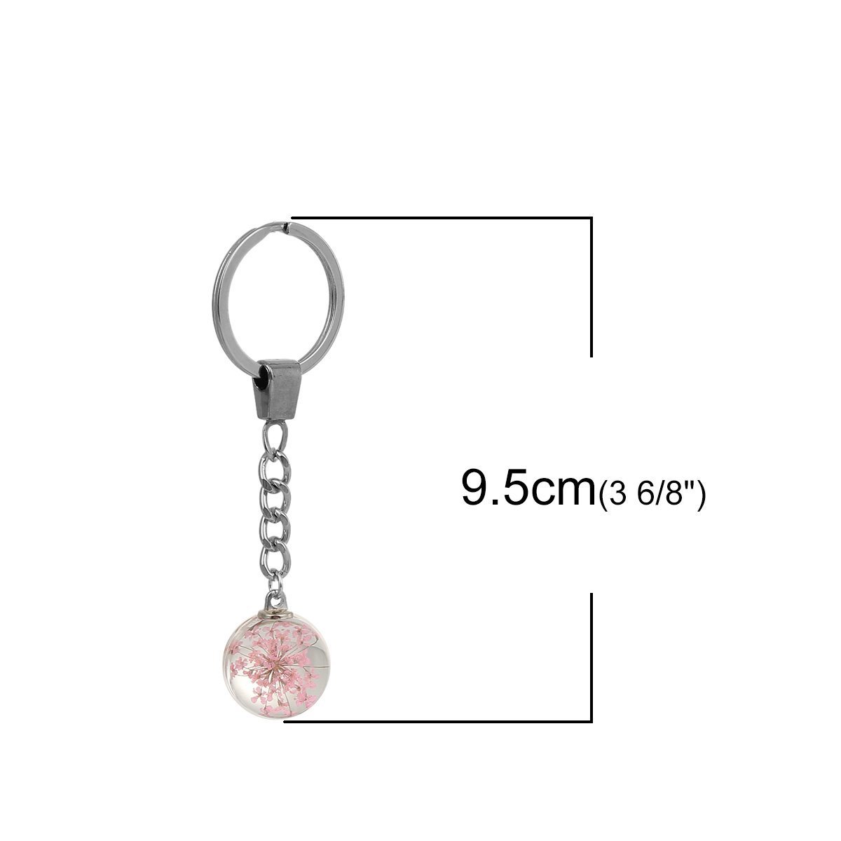 Handmade Genuine Dried Flower Glass Globe Keychain Pink - My Custom Tee Party