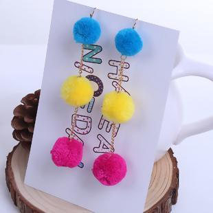 Multicolor Pom Pom Ball Earrings - My Custom Tee Party