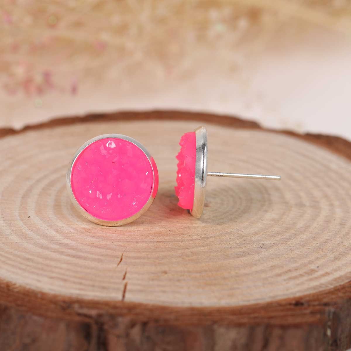 Neon Pink Crystal Style Earrings - My Custom Tee Party