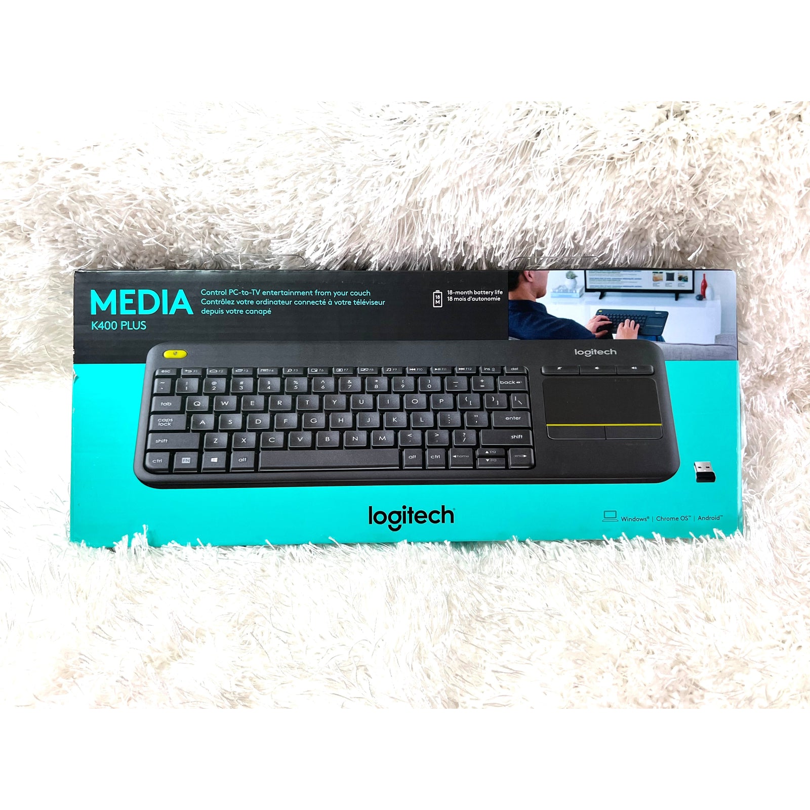 Logitech - K400 Plus TKL Wireless Membrane Keyboard for PC/TV/Laptop/Tablet with Built-in Touchpad - Black
