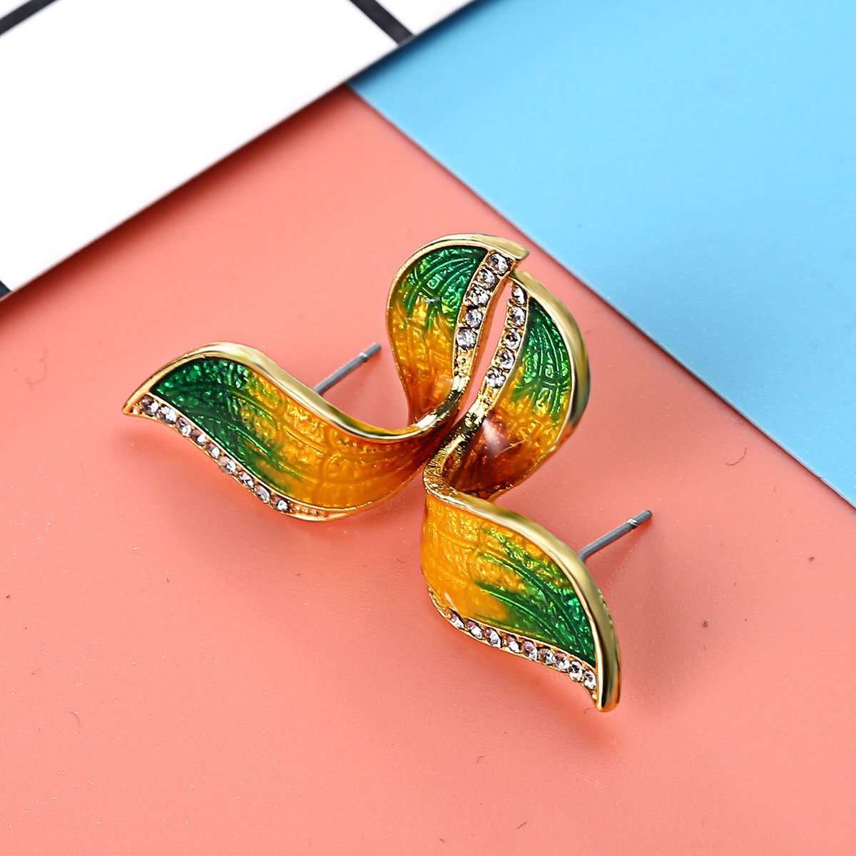 Fall Colored Butterfly Wing Earrings with Rhinestone - My Custom Tee Party