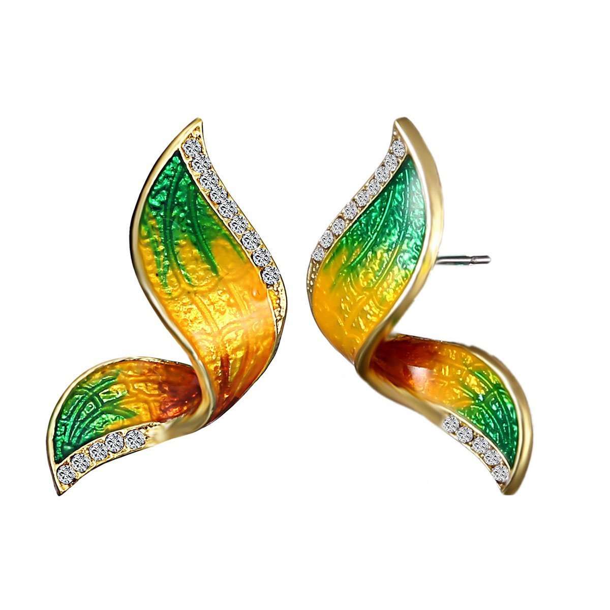 Fall Colored Butterfly Wing Earrings with Rhinestone - My Custom Tee Party