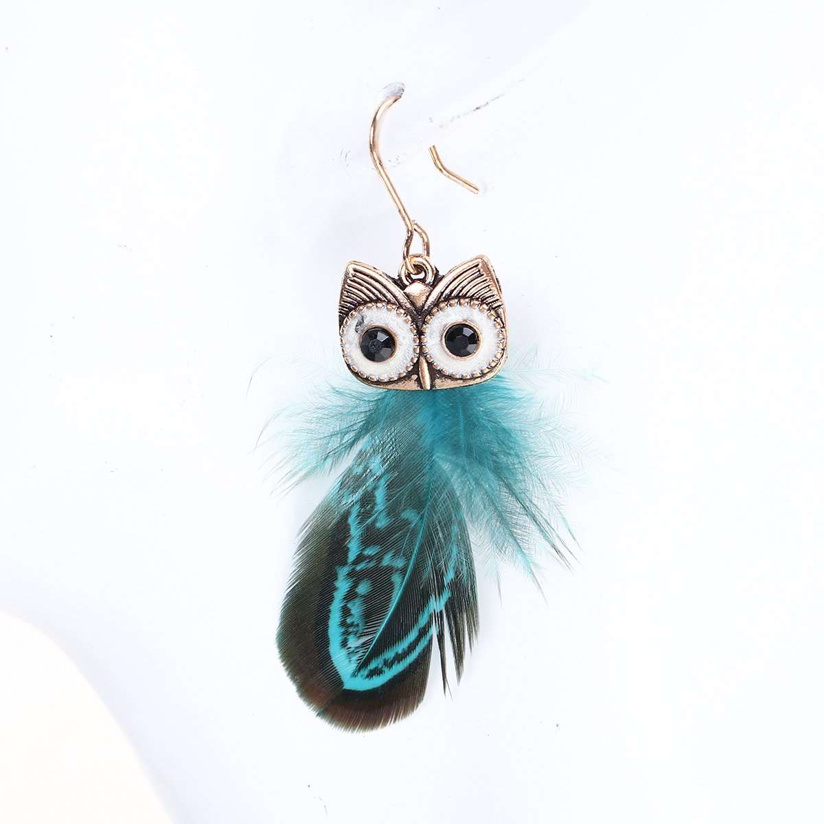 Feathered Peacock Green Owl Earrings - My Custom Tee Party