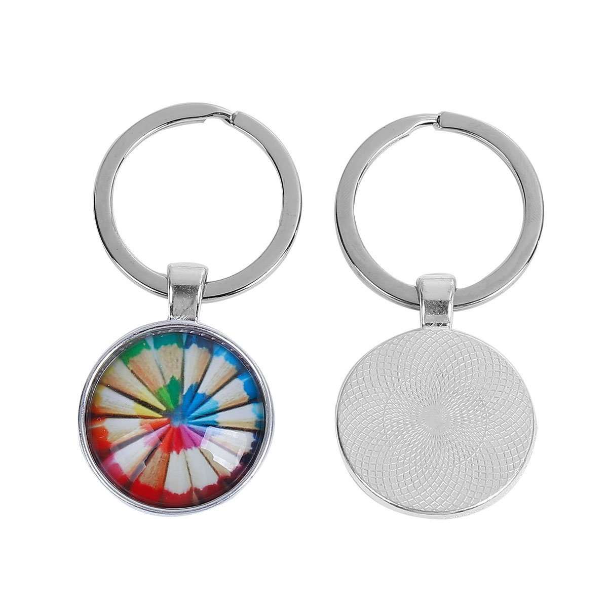 Glass Colored Pencil Round Keychain - My Custom Tee Party