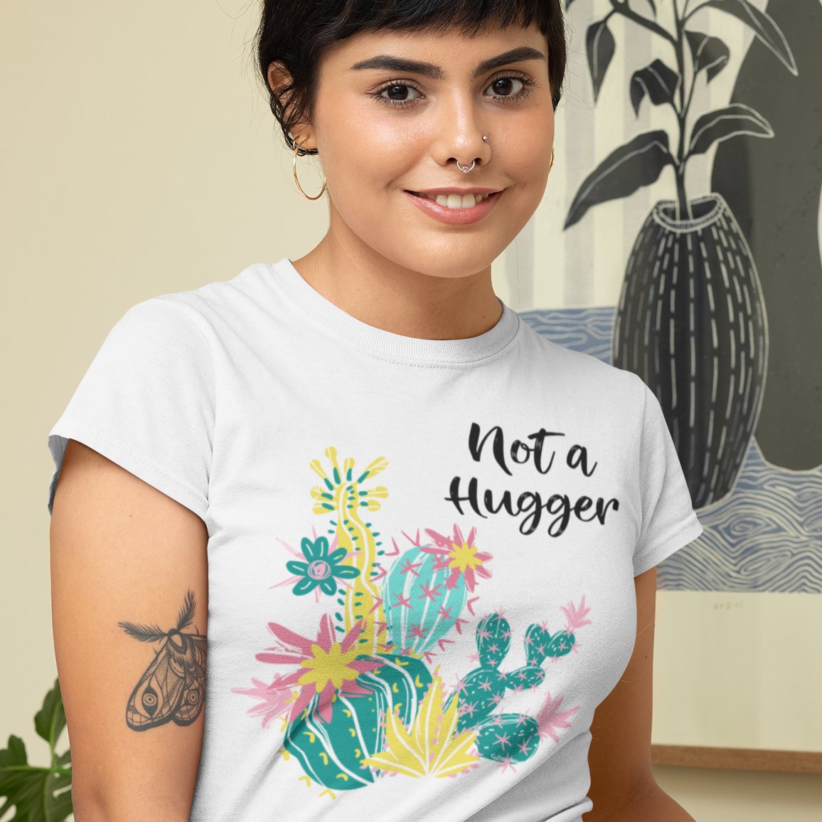 Not A Hugger: Sassy Cactus T-shirt – Where Sharp Wit Meets Personal Space