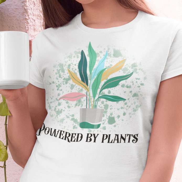 Powered By Plants: Eco-Friendly Statement T-shirt – Where Green Living Meets Comfort!