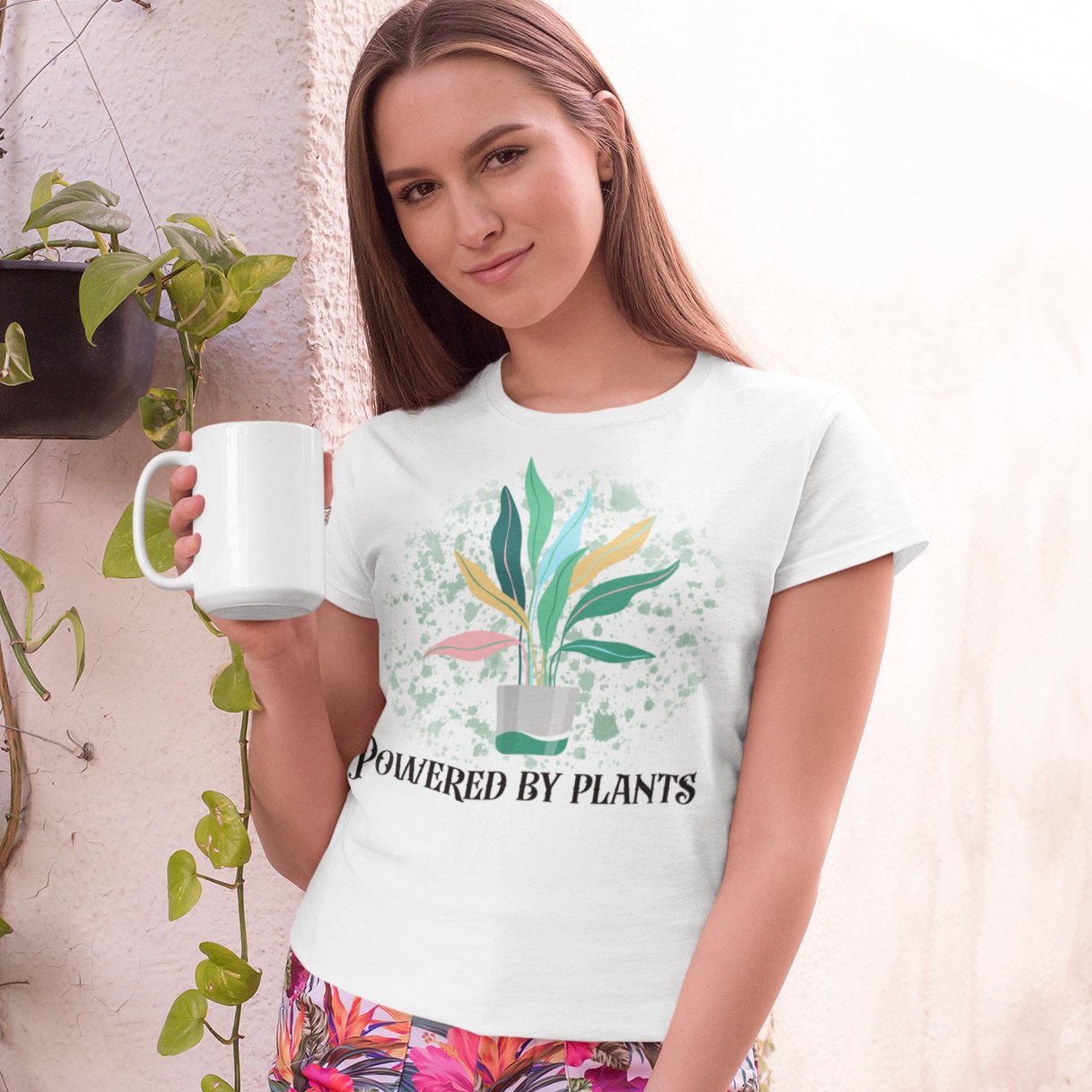 Powered By Plants: Eco-Friendly Statement T-shirt – Where Green Living Meets Comfort!