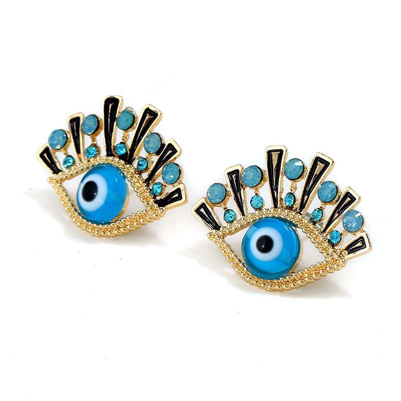 Blue Rhinestone Eye Earrings - My Custom Tee Party