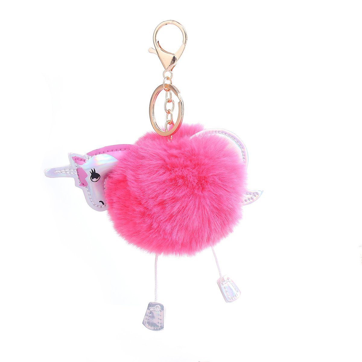 Dark Pink Horse Pom Pom Keychain - My Custom Tee Party