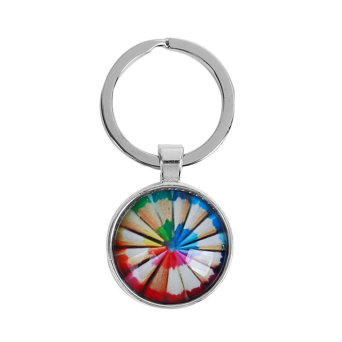 Glass Colored Pencil Round Keychain - My Custom Tee Party