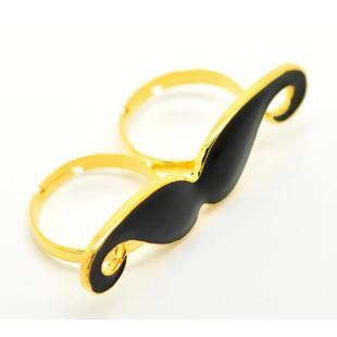 Gold Mustache Two Finger Ring - My Custom Tee Party