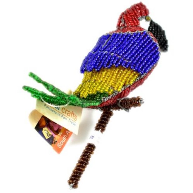 Handmade Beaded Parrot on Branch - My Custom Tee Party