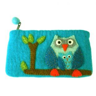 Handmade Blue Felt Owl Clutch - My Custom Tee Party