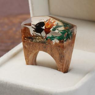 Handmade Ethereal Blossom Flower Wood Ring Size 5 - My Custom Tee Party
