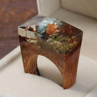 Handmade Ethereal Blossom Flower Wood Ring Size 6.5 - My Custom Tee Party
