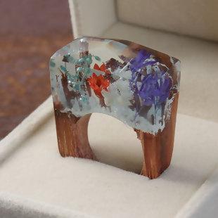 Handmade Ethereal Blossom Flower Wood Ring Size 6.5 - My Custom Tee Party