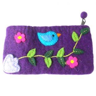 Handmade Felt Purple Bird Clutch - My Custom Tee Party