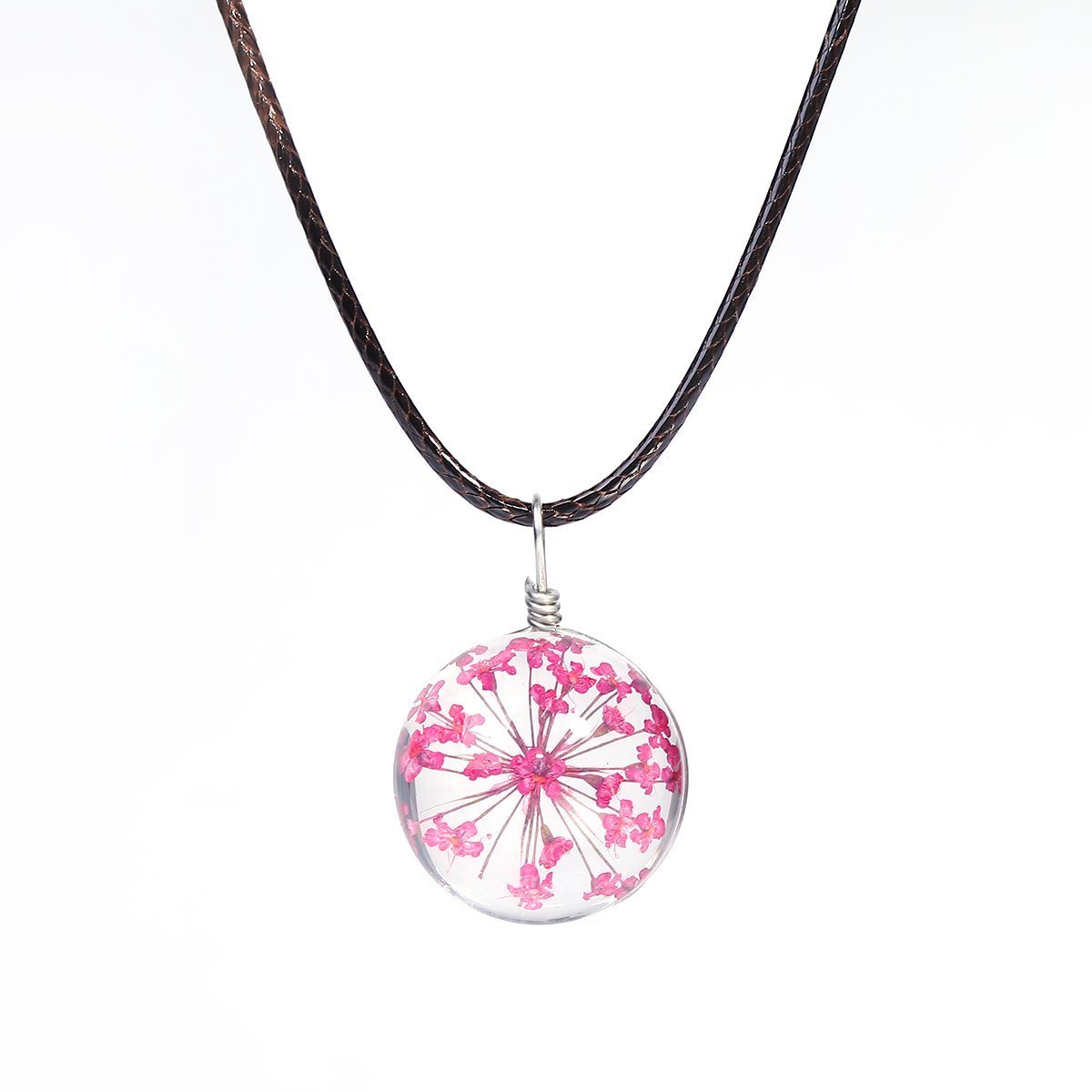 Handmade Genuine Dried Flower Necklace - Fuchsia - My Custom Tee Party