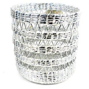 Handmade Open Weave Waste Basket Sliver - My Custom Tee Party