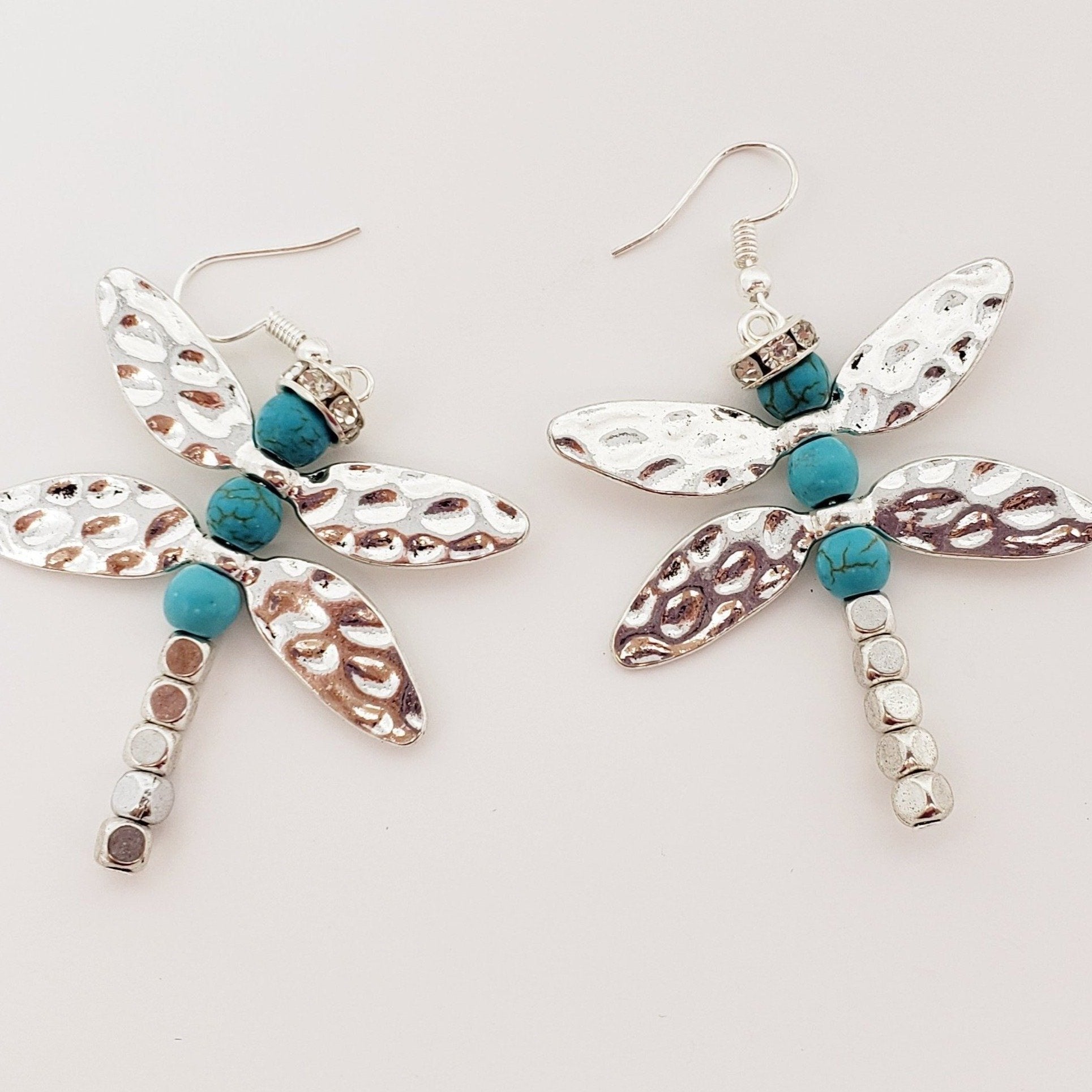 Handmade Turquoise Dragonfly Wing Earrings - My Custom Tee Party