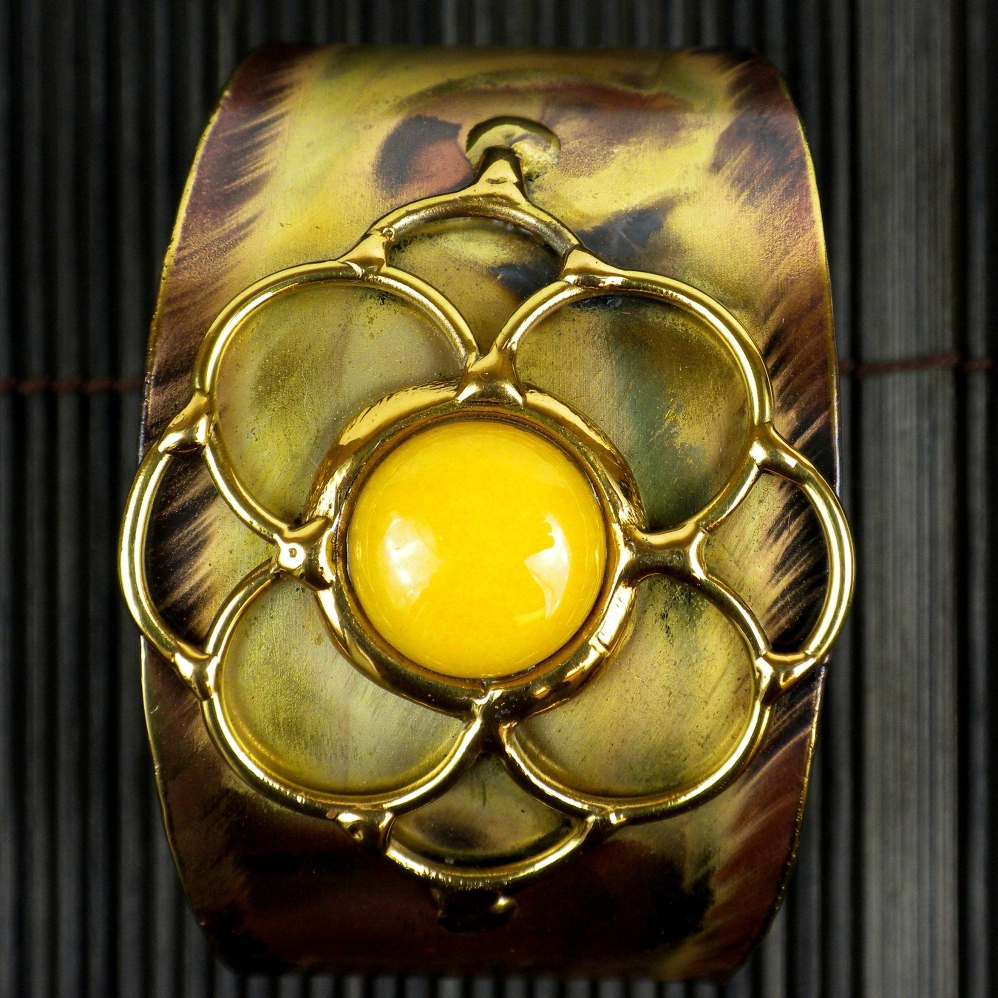 Handmade Yellow Jade Flower Cuff - My Custom Tee Party