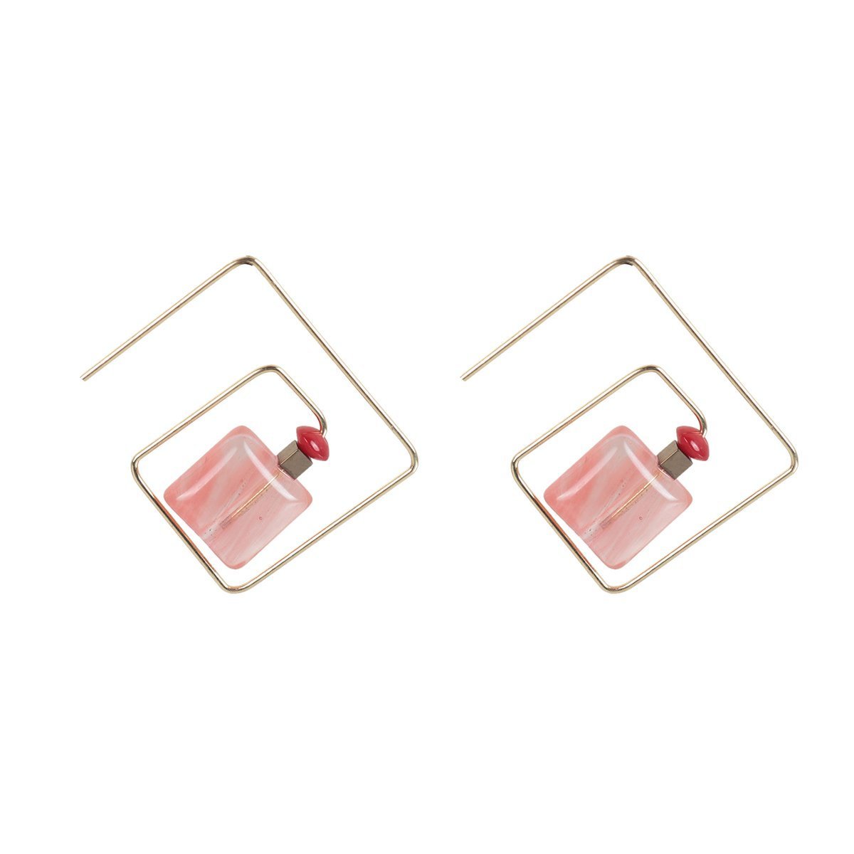Modern Style Square Stone Earring - Pink - My Custom Tee Party