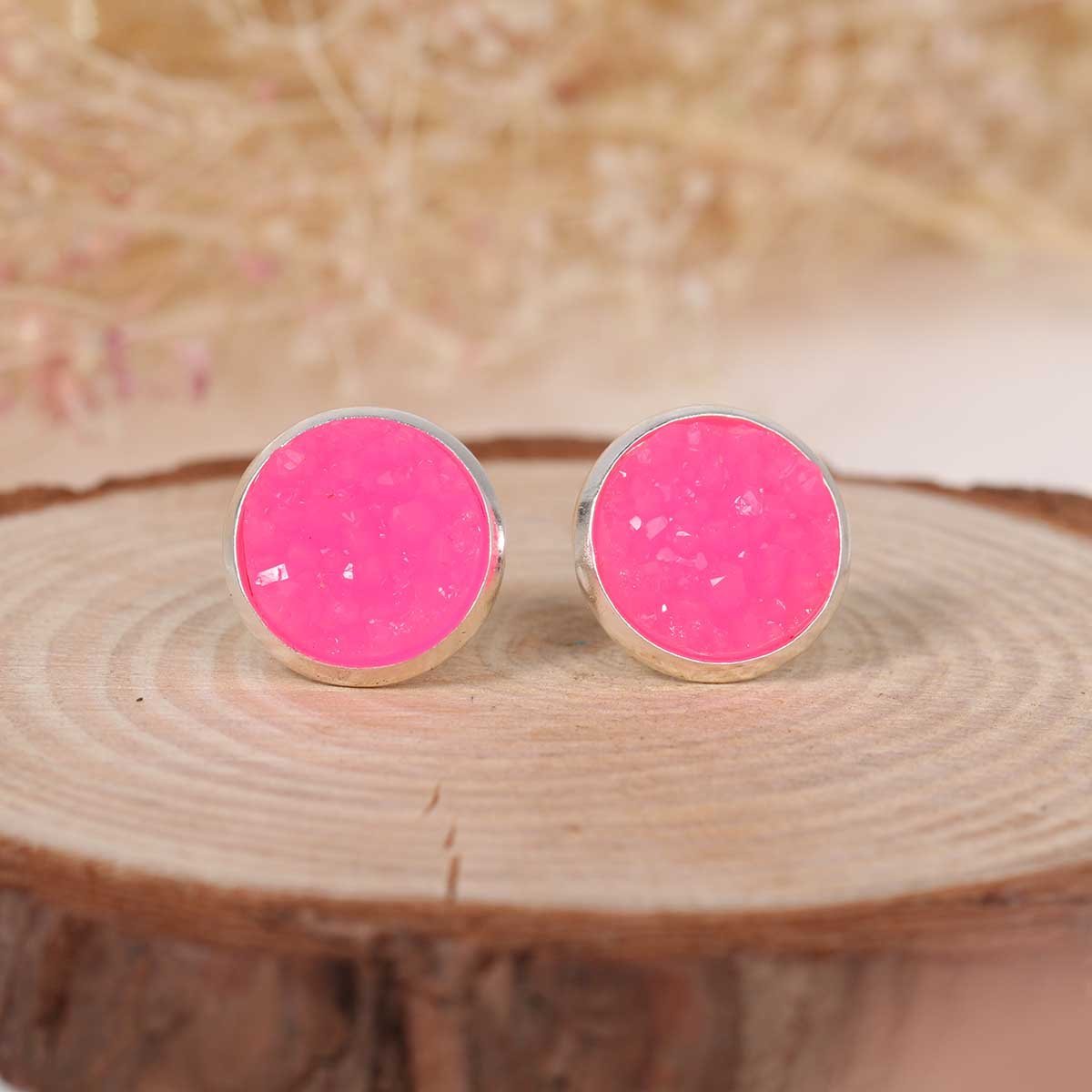 Neon Pink Crystal Style Earrings - My Custom Tee Party