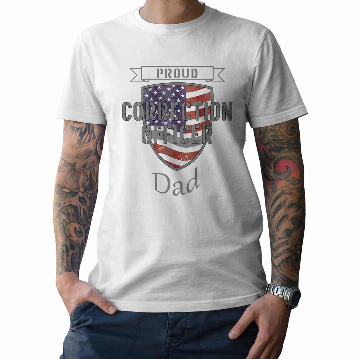 Proud Correction Officer Dad - My Custom Tee Party