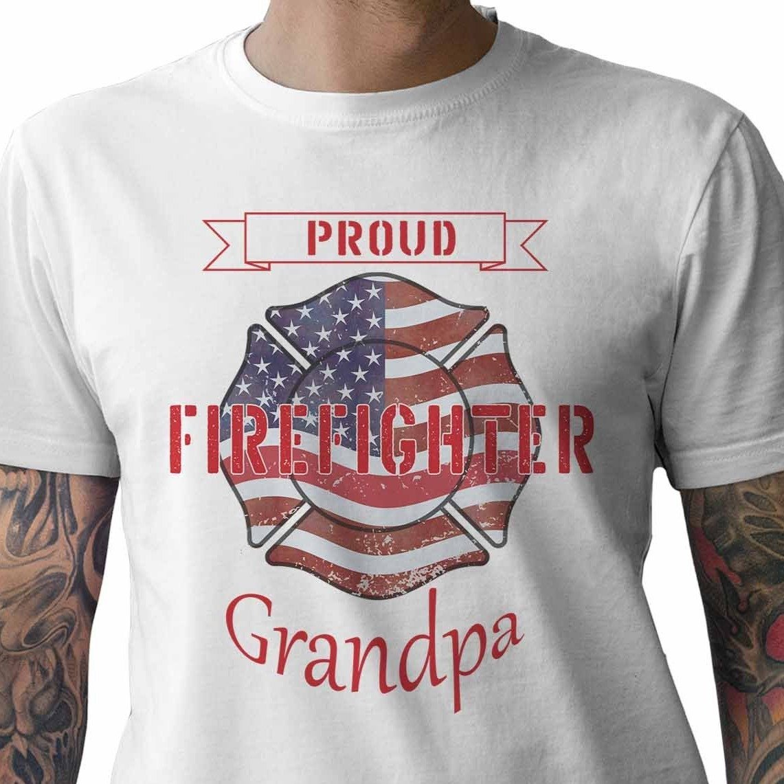 Proud Firefighter Grandpa - My Custom Tee Party