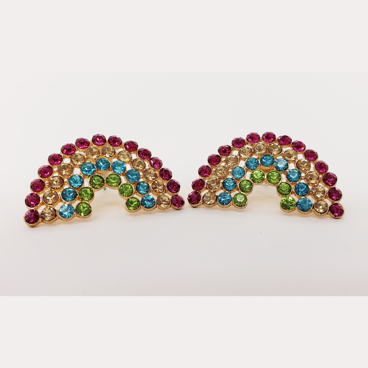 Rainbow Multicolor Rhinestone Earrings - My Custom Tee Party