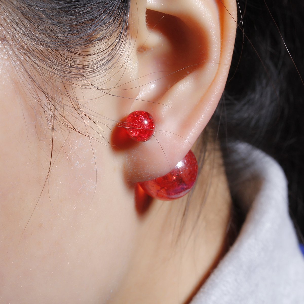 Red Crackle Pattern Orb Earrings - My Custom Tee Party