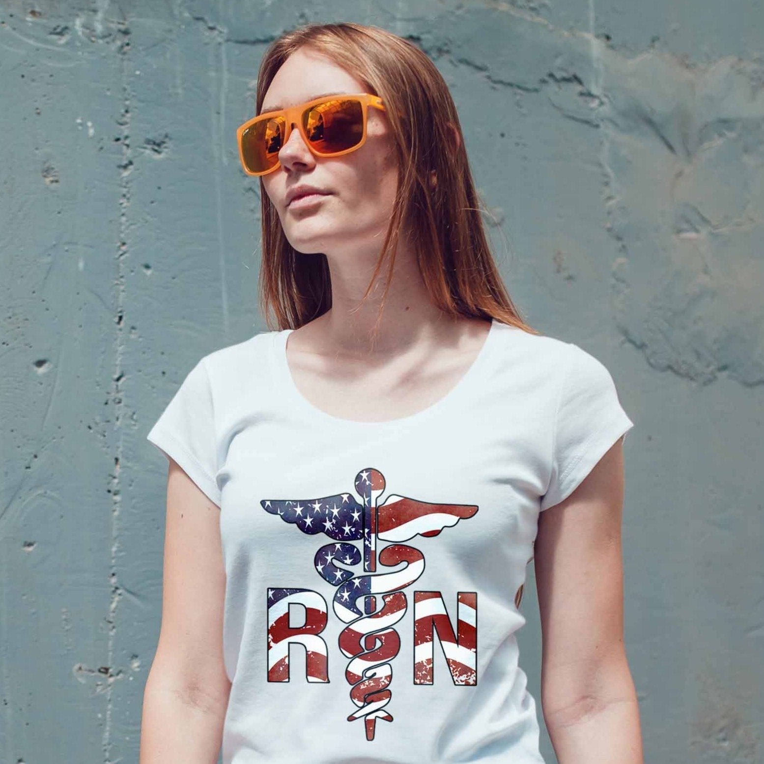 RN American Flag T-Shirt, Graphic Tees, Womens Tee, Coronavirus Tshirt - My Custom Tee Party