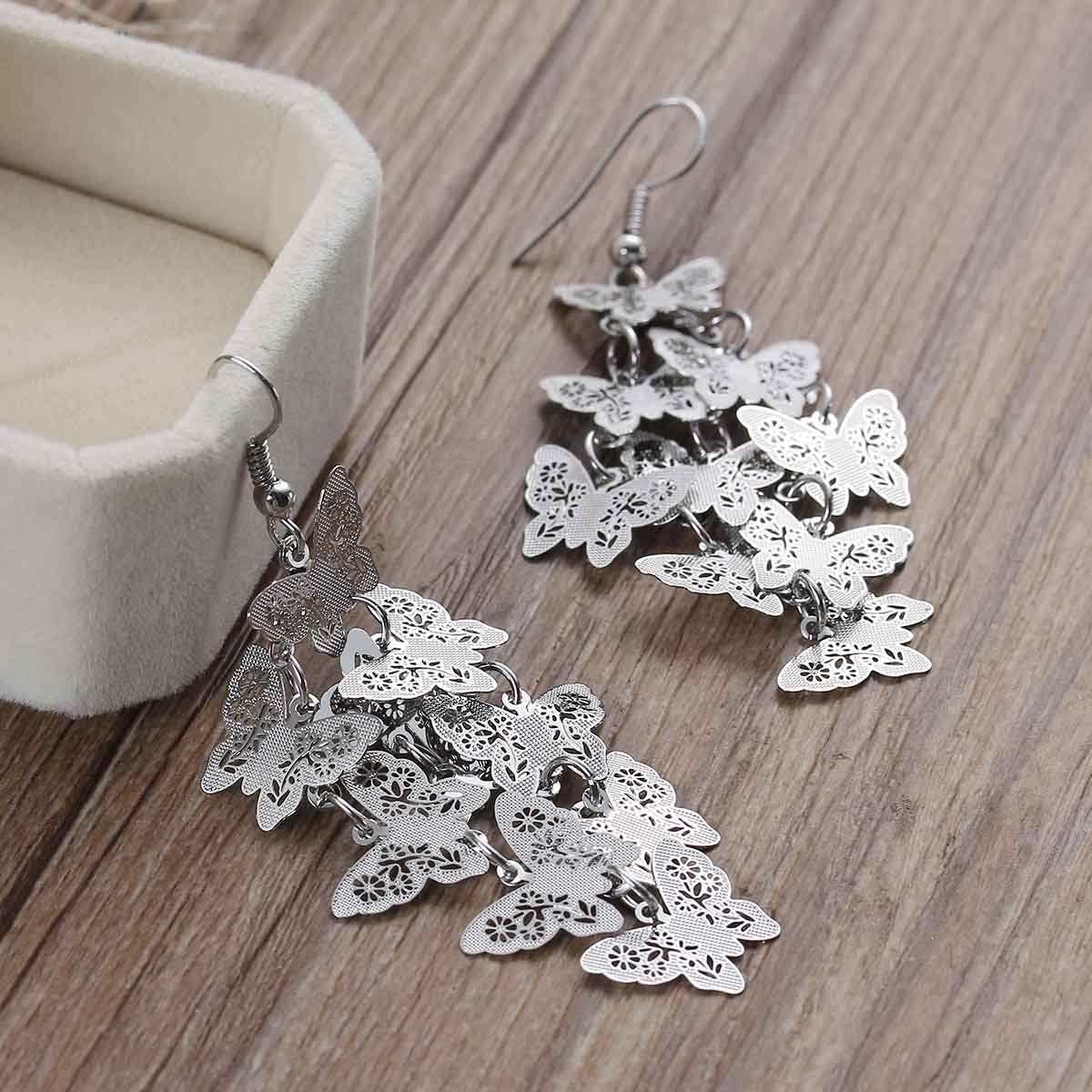 Silver Butterfly Earrings - My Custom Tee Party