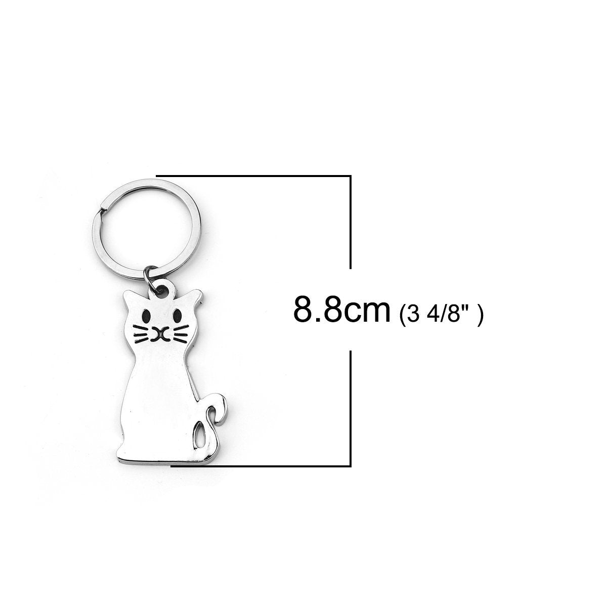 Silver Cat Keychain - My Custom Tee Party