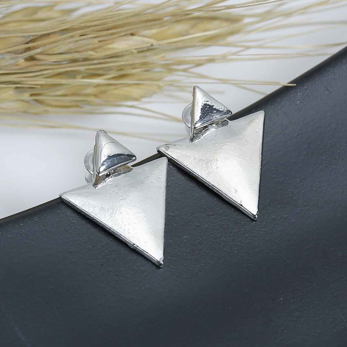 Silver Elegant Triangle Earrings - My Custom Tee Party