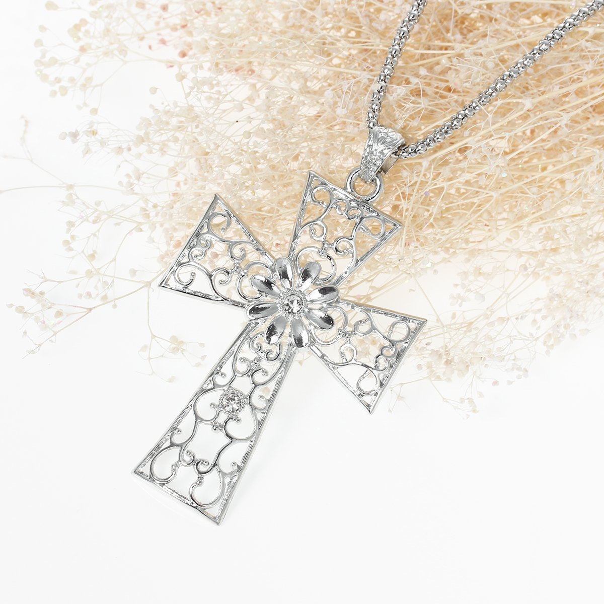 Silver Filigree Cross Necklace - My Custom Tee Party