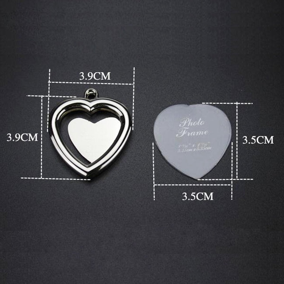 Silver Heart Photo Frame Keychain - My Custom Tee Party