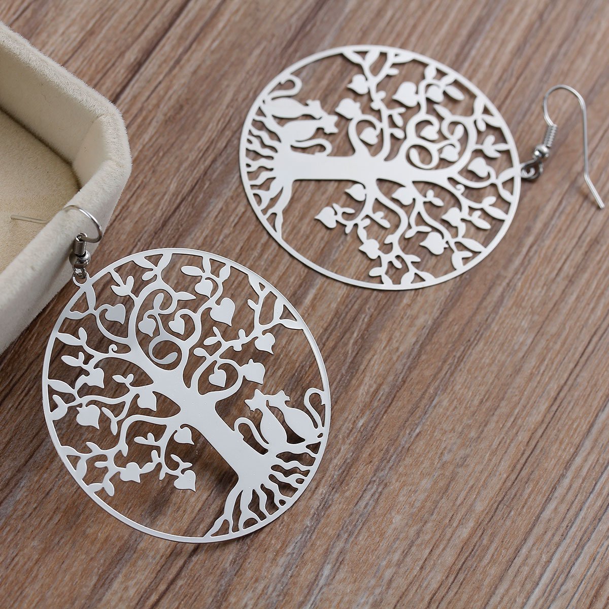 Silver Heart Tree Earrings - My Custom Tee Party