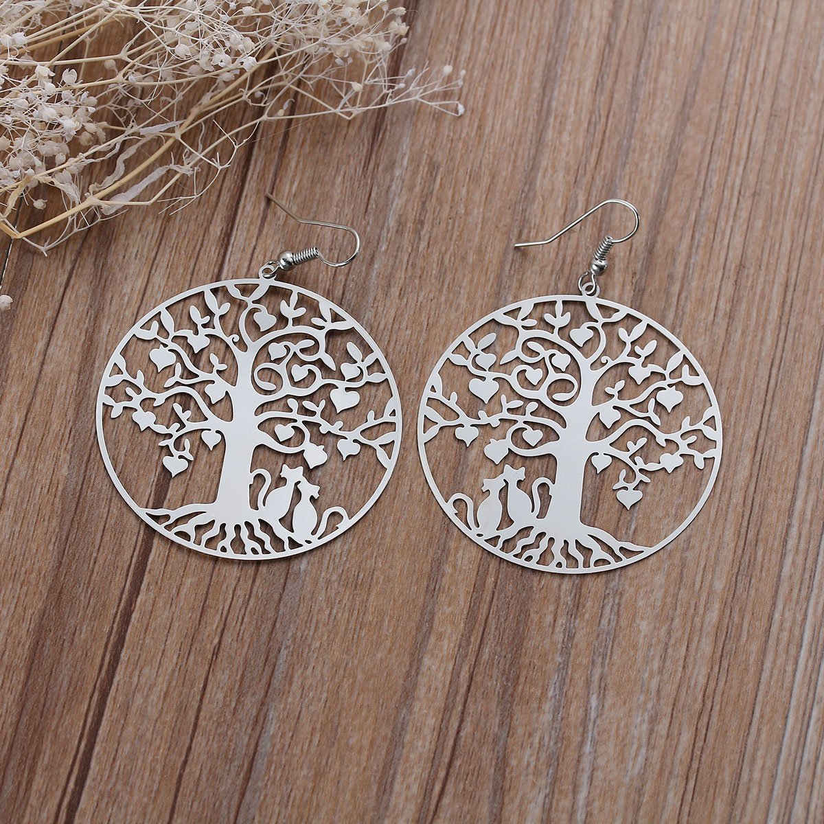 Silver Heart Tree Earrings - My Custom Tee Party