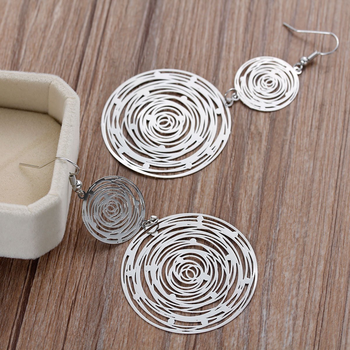 Silver Round Maze Style Earrings - My Custom Tee Party