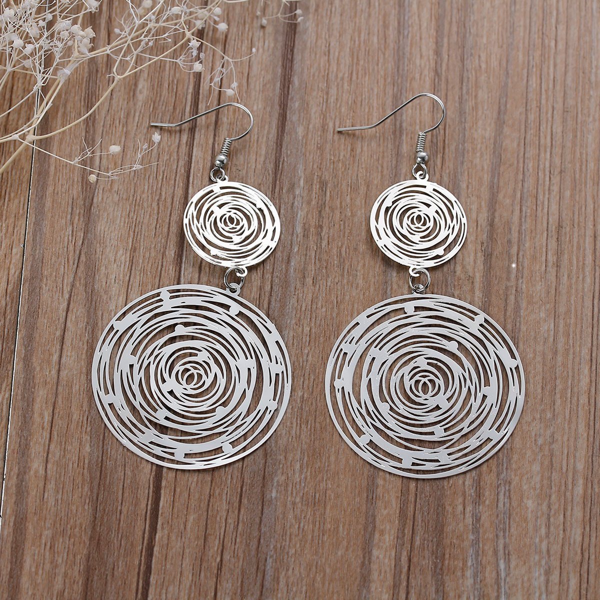 Silver Round Maze Style Earrings - My Custom Tee Party