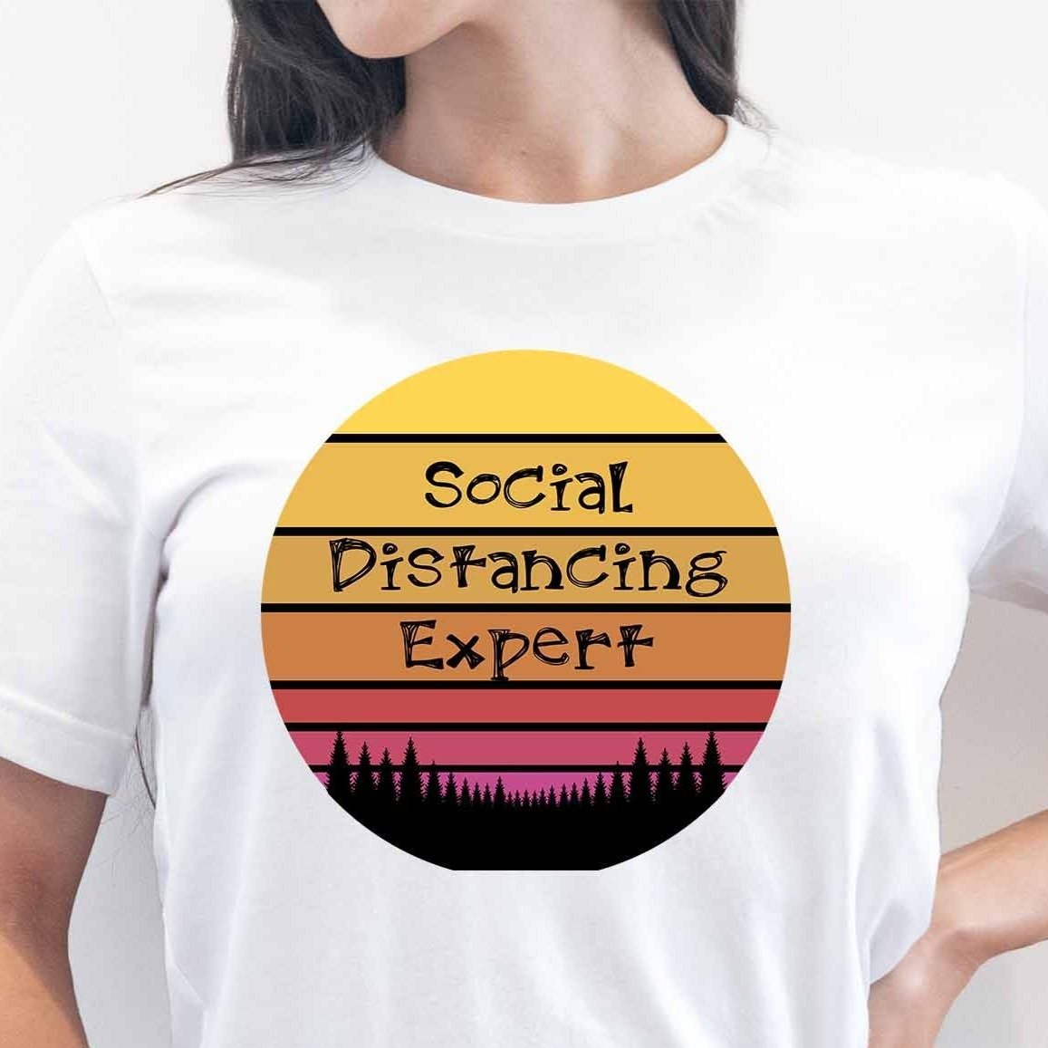 Social Distancing Expert T-Shirt, Graphic Tees, Womens Tee, Coronavirus Tshirt - My Custom Tee Party