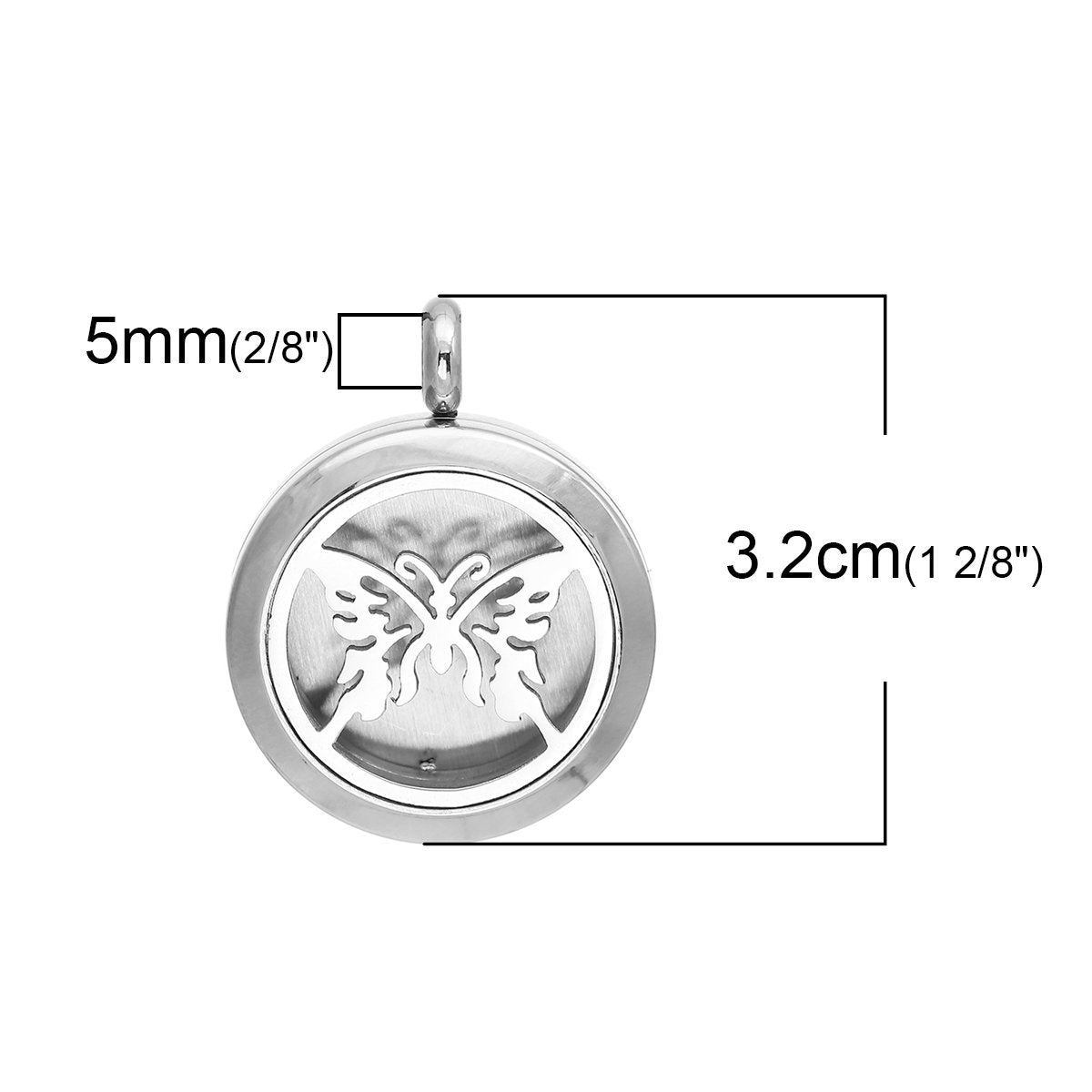 Stainless Steel Butterfly Silhouette Aromatherapy Locket - My Custom Tee Party