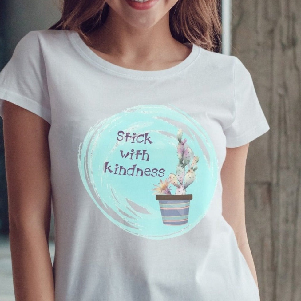 Stick With Kindness Cactus Graphic Tee - My Custom Tee Party