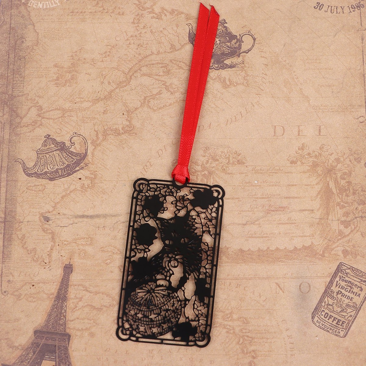 Victorian Black Cat Rectangle Bookmark - My Custom Tee Party